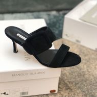 Manolo Blahnik Gable Mules Suede With Square Buckle Black