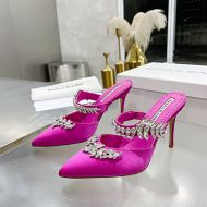 Manolo Blahnik Lurum Mules Satin With Crystal Embellished Rose