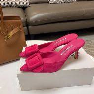 Manolo Blahnik Maysale Mules Suede With Kitten Heel Rose