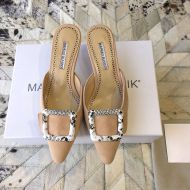 Manolo Blahnik Maysale Mules Suede With Square Buckle Khaki