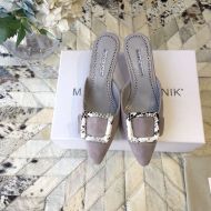 Manolo Blahnik Maysale Mules Suede With Square Buckle Taupe